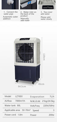Patio Outdoor Evaporative Air Conditioner 70m2 พื้นที่ใช้สอย Copper Motor